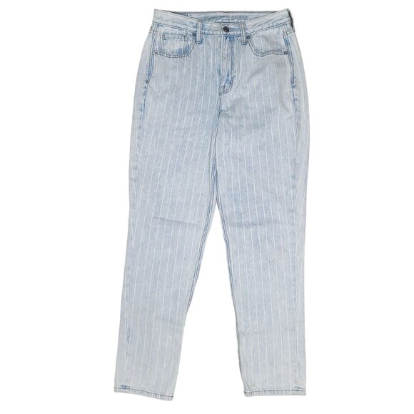 American Eagle Women's Regular Fit Light Blue Pinstripe Jeans Size 4 100% Cotton - Picture 3 of 9